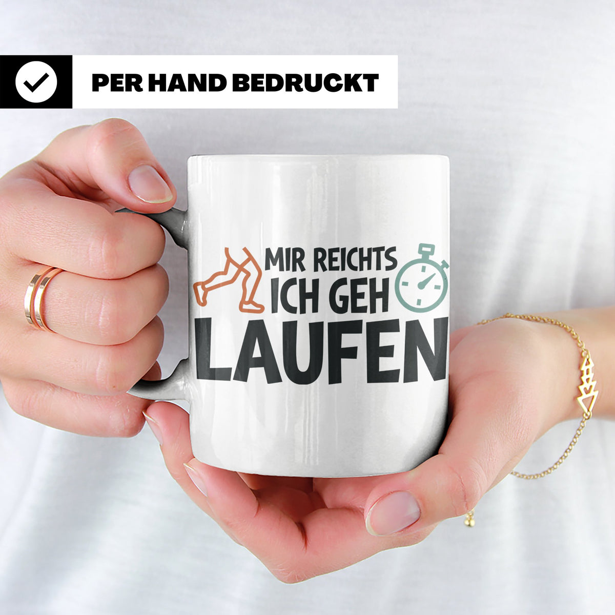 Läufer Tasse mit Spruch Mir reichts ich geh laufen, Geschenk – Weiß [farbe:weiß]