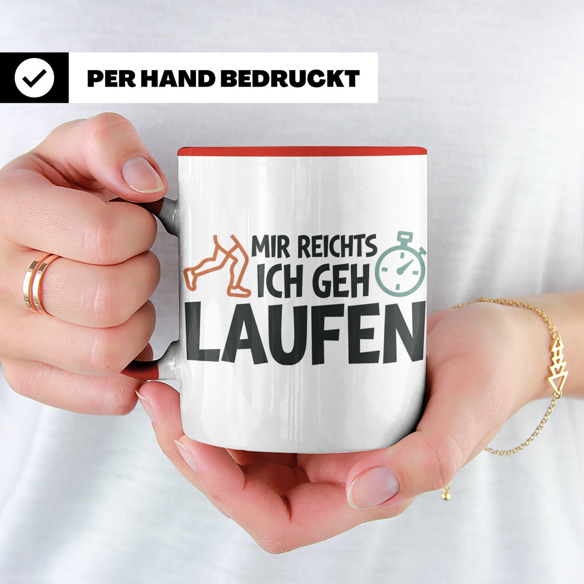 Läufer Tasse mit Spruch Mir reichts ich geh laufen, Geschenk – Rot [farbe:rot]