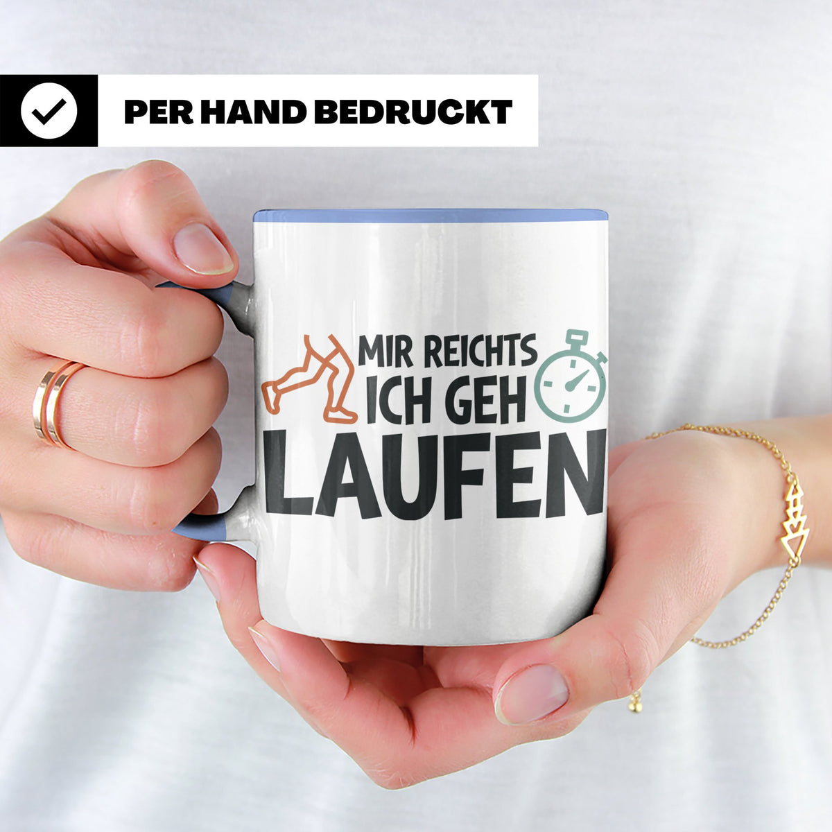 Läufer Tasse mit Spruch Mir reichts ich geh laufen, Geschenk – Blau [farbe:blau]
