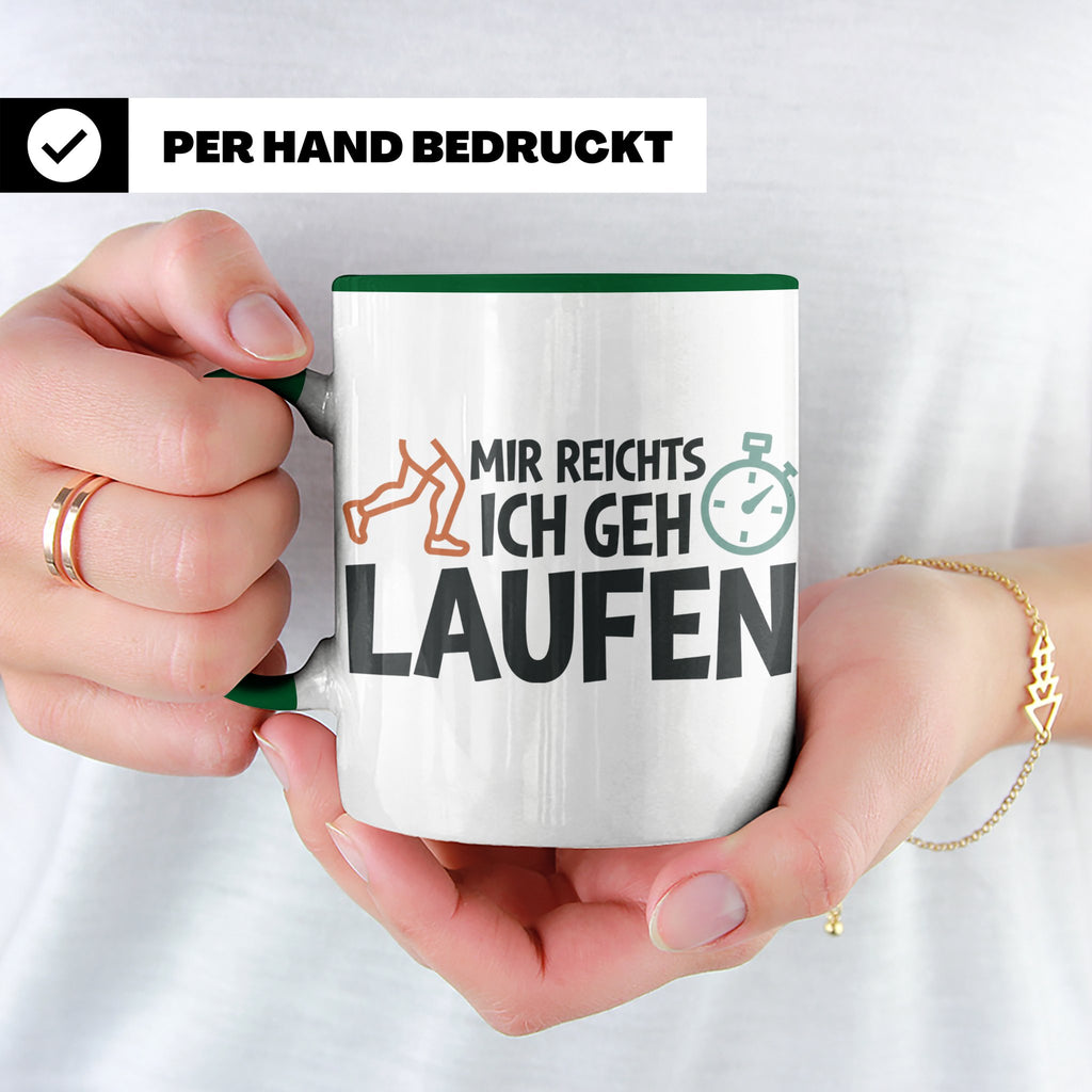 Läufer Tasse mit Spruch Mir reichts ich geh laufen, Geschenk – Grün [farbe:grün]