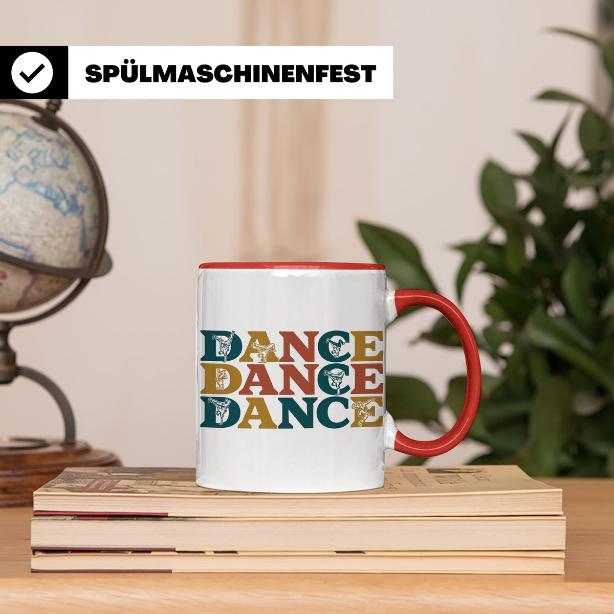 Breakdance Tasse für B-Boys & B-Girls, Retro Hip Hop Becher, – Rot [farbe:rot]