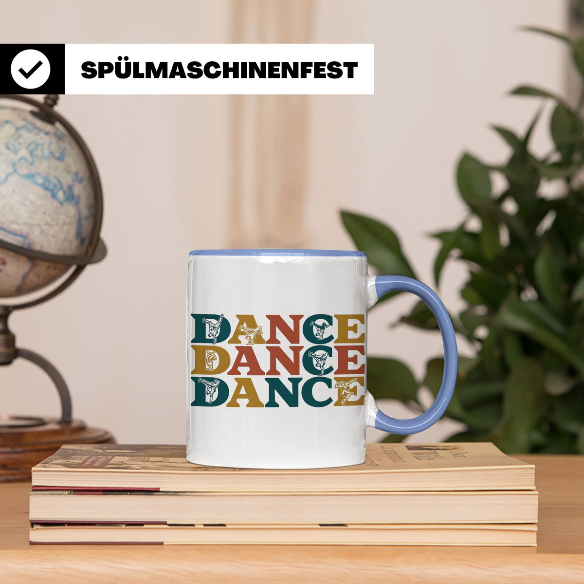 Breakdance Tasse für B-Boys & B-Girls, Retro Hip Hop Becher, – Blau [farbe:blau]
