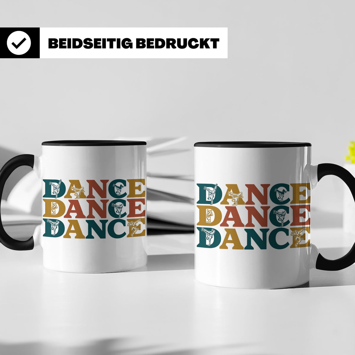 Breakdance Tasse für B-Boys & B-Girls, Retro Hip Hop Becher, – Schwarz [farbe:schwarz]