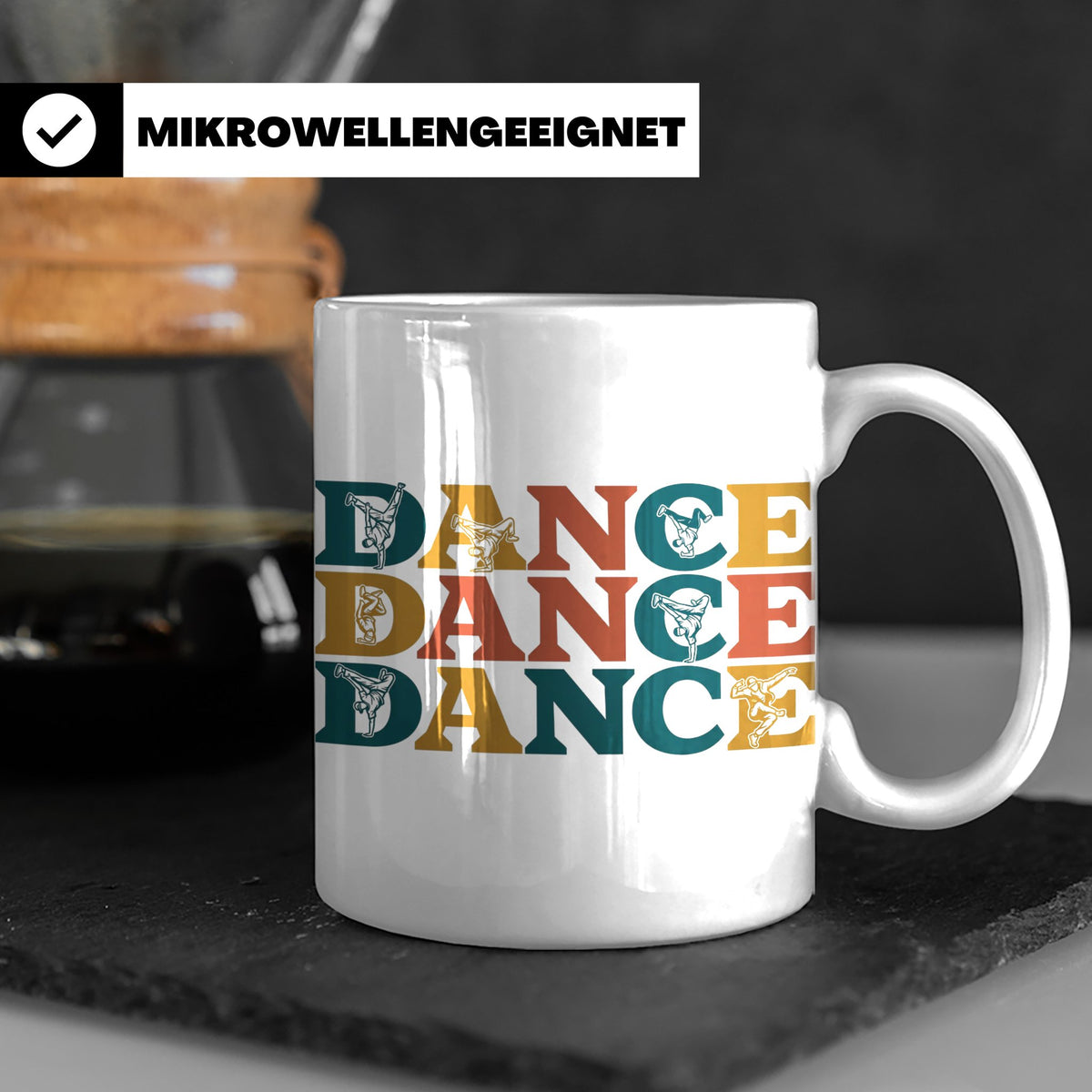 Breakdance Tasse für B-Boys & B-Girls, Retro Hip Hop Becher, – Weiß [farbe:weiß]
