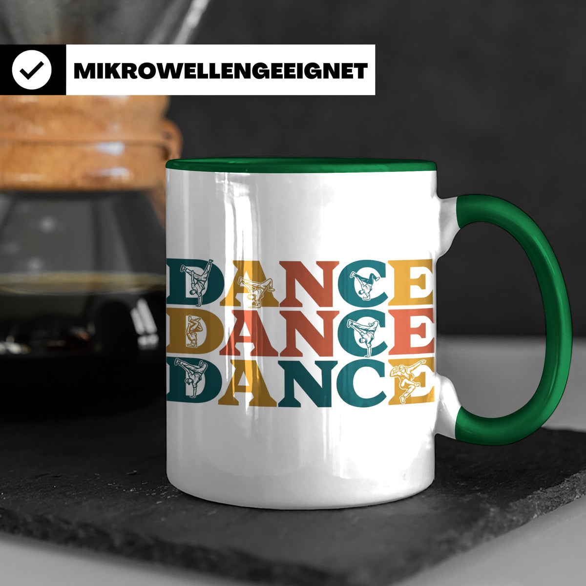 Breakdance Tasse für B-Boys & B-Girls, Retro Hip Hop Becher, – Grün [farbe:grün]