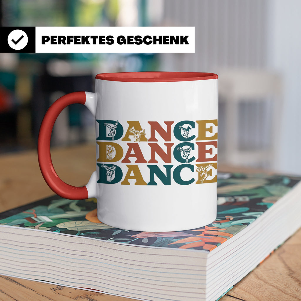 Breakdance Tasse für B-Boys & B-Girls, Retro Hip Hop Becher, – Rot [farbe:rot]