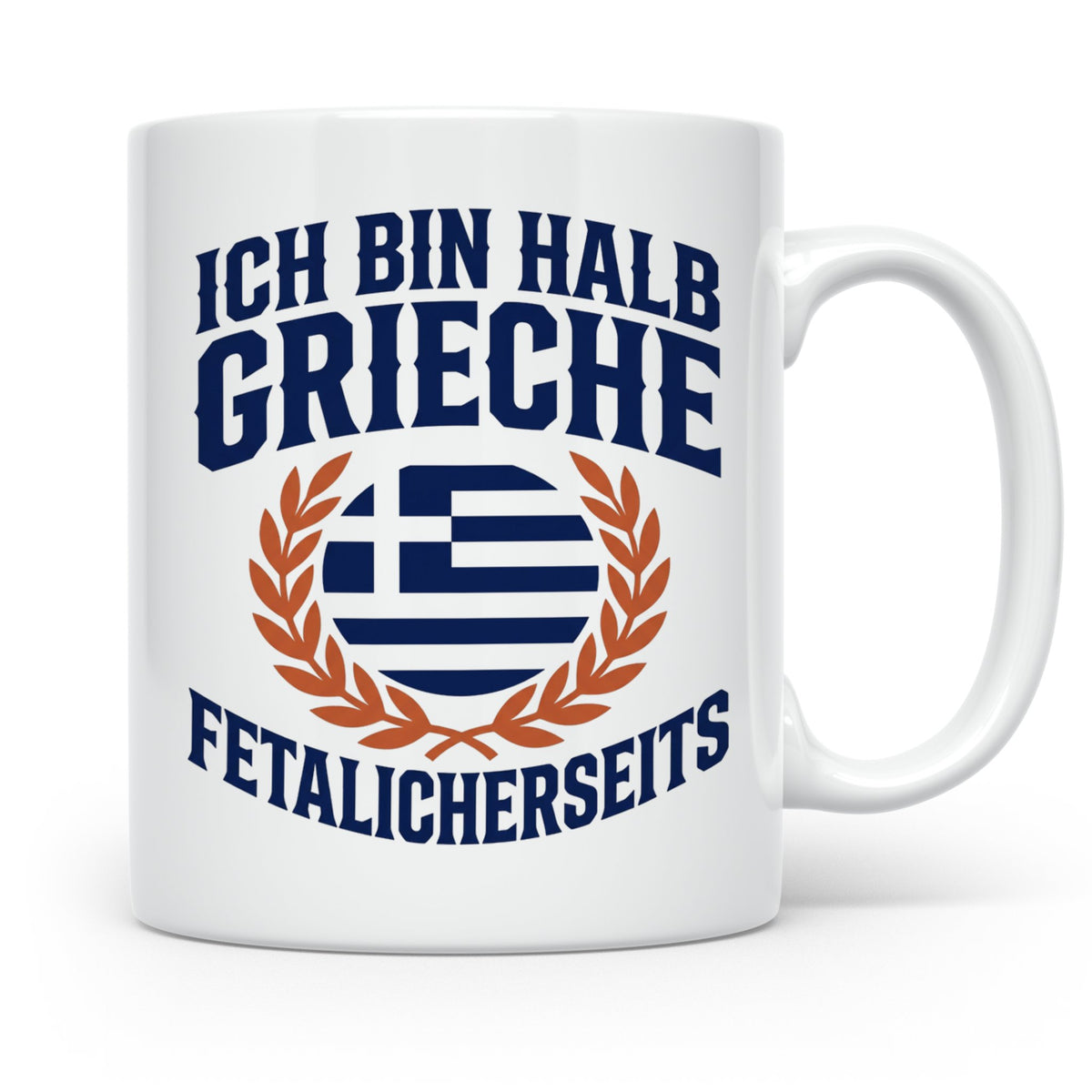 Halb Grieche Tasse väterlicherseits Spruch, Geschenk für Soh – Weiß [farbe:weiß]