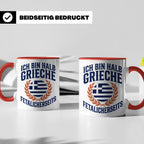 Halb Grieche Tasse väterlicherseits Spruch, Geschenk für Soh – Rot [farbe:rot]