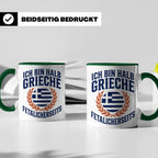 Halb Grieche Tasse väterlicherseits Spruch, Geschenk für Soh – Grün [farbe:grün]