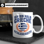 Halb Grieche Tasse väterlicherseits Spruch, Geschenk für Soh – Weiß [farbe:weiß]