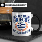 Halb Grieche Tasse väterlicherseits Spruch, Geschenk für Soh – Schwarz [farbe:schwarz]