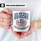 Halb Grieche Tasse väterlicherseits Spruch, Geschenk für Soh – Rosa [farbe:rosa]