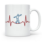 Slackline Tasse Herzschlag EKG Motiv, Kaffeetasse für Slackl – Weiß [farbe:weiß]
