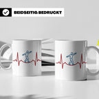Slackline Tasse Herzschlag EKG Motiv, Kaffeetasse für Slackl – Weiß [farbe:weiß]