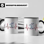 Slackline Tasse Herzschlag EKG Motiv, Kaffeetasse für Slackl – Schwarz [farbe:schwarz]