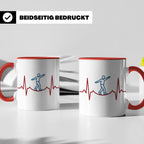 Slackline Tasse Herzschlag EKG Motiv, Kaffeetasse für Slackl – Rot [farbe:rot]