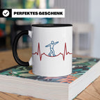 Slackline Tasse Herzschlag EKG Motiv, Kaffeetasse für Slackl – Schwarz [farbe:schwarz]