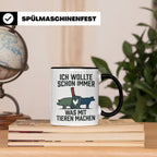 Metzger Tasse mit Spruch Ich wollte schon immer was mit Tier – Schwarz [farbe:schwarz]