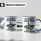 Metzger Tasse mit Spruch Ich wollte schon immer was mit Tier – Blau [farbe:blau]