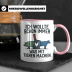 Metzger Tasse mit Spruch Ich wollte schon immer was mit Tier – Rosa [farbe:rosa]