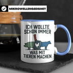 Metzger Tasse mit Spruch Ich wollte schon immer was mit Tier – Blau [farbe:blau]