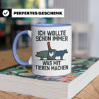 Metzger Tasse mit Spruch Ich wollte schon immer was mit Tier – Blau [farbe:blau]