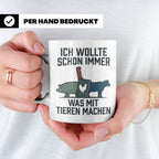 Metzger Tasse mit Spruch Ich wollte schon immer was mit Tier – Weiß [farbe:weiß]