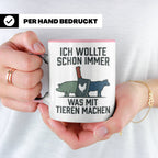 Metzger Tasse mit Spruch Ich wollte schon immer was mit Tier – Rosa [farbe:rosa]