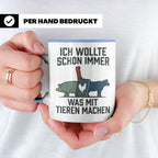 Metzger Tasse mit Spruch Ich wollte schon immer was mit Tier – Blau [farbe:blau]