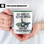 Metzger Tasse mit Spruch Ich wollte schon immer was mit Tier – Grün [farbe:grün]