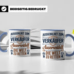 Verkäufer Tasse mit Spruch Auserwählt Welt zu retten Geschen – Blau [farbe:blau]