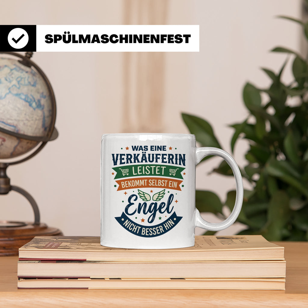 Verkäuferin Tasse mit Spruch Engel | Geschenk für Kollegin i – Weiß [farbe:weiß]