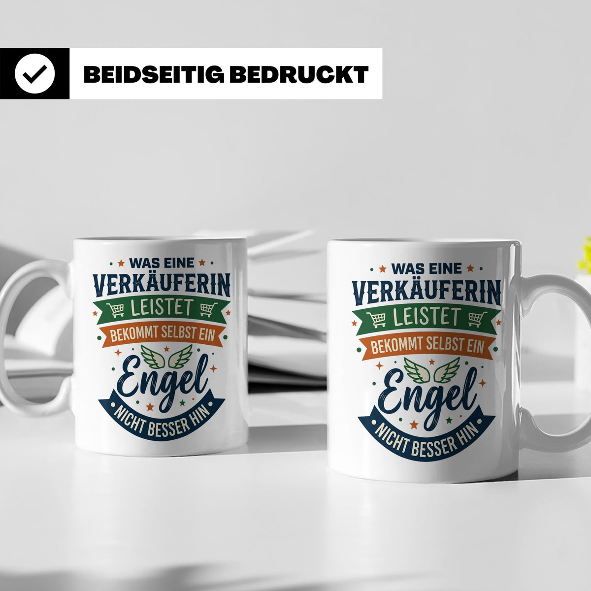 Verkäuferin Tasse mit Spruch Engel | Geschenk für Kollegin i – Weiß [farbe:weiß]