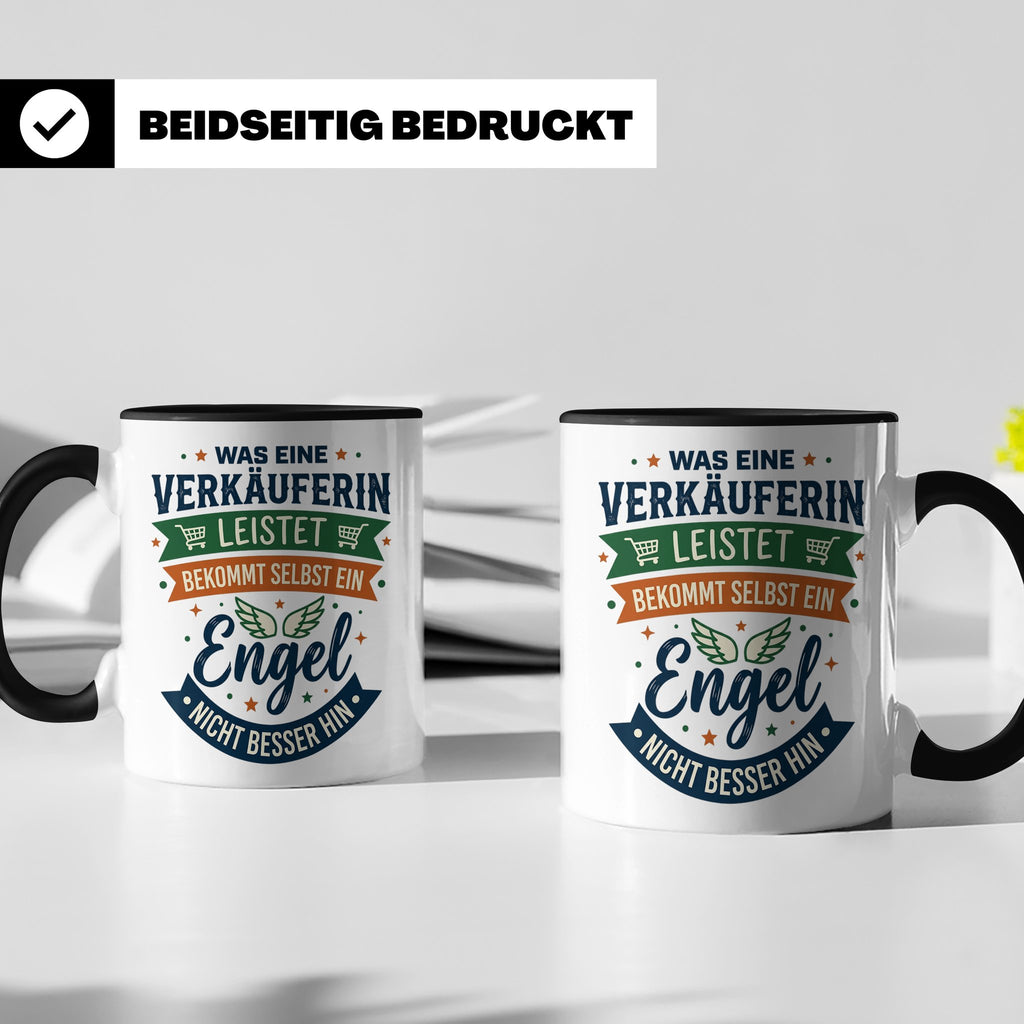 Verkäuferin Tasse mit Spruch Engel | Geschenk für Kollegin i – Schwarz [farbe:schwarz]