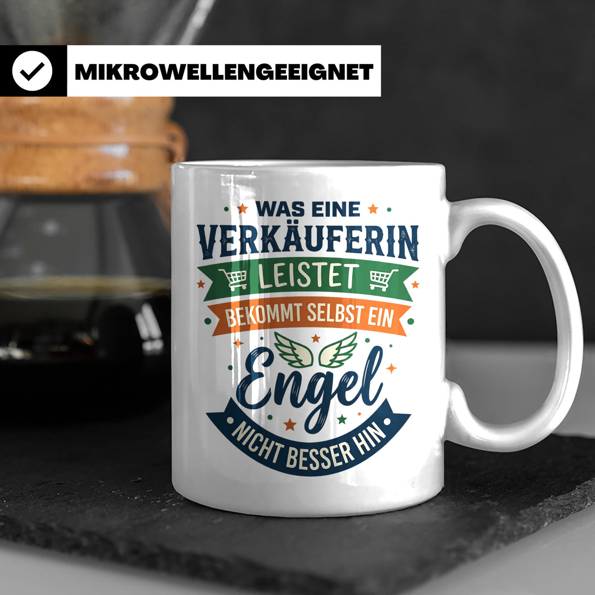 Verkäuferin Tasse mit Spruch Engel | Geschenk für Kollegin i – Weiß [farbe:weiß]