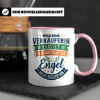 Verkäuferin Tasse mit Spruch Engel | Geschenk für Kollegin i – Rosa [farbe:rosa]