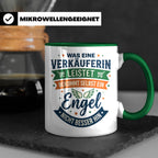 Verkäuferin Tasse mit Spruch Engel | Geschenk für Kollegin i – Grün [farbe:grün]