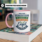 Verkäuferin Tasse mit Spruch Engel | Geschenk für Kollegin i – Rosa [farbe:rosa]