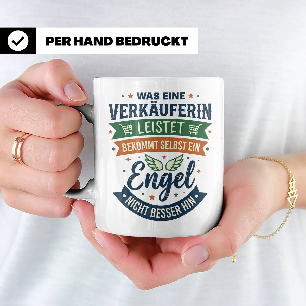 Verkäuferin Tasse mit Spruch Engel | Geschenk für Kollegin i – Weiß [farbe:weiß]