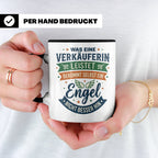 Verkäuferin Tasse mit Spruch Engel | Geschenk für Kollegin i – Schwarz [farbe:schwarz]