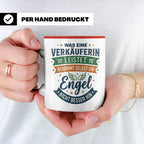 Verkäuferin Tasse mit Spruch Engel | Geschenk für Kollegin i – Rot [farbe:rot]