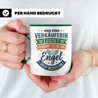 Verkäuferin Tasse mit Spruch Engel | Geschenk für Kollegin i – Grün [farbe:grün]