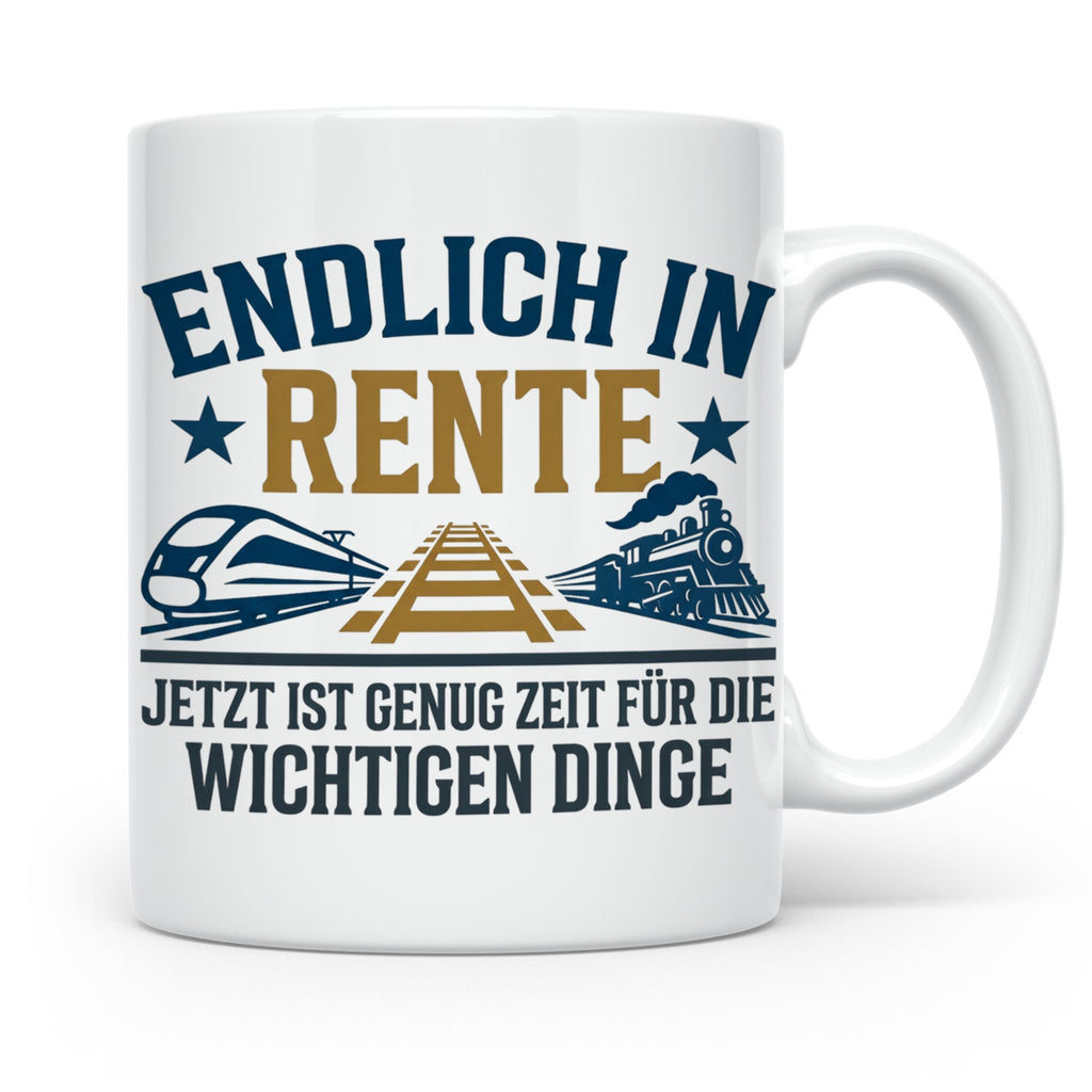 Rentner Tasse Eisenbahn Fan Spruch Endlich Rente Lokführer G – Weiß [farbe:weiß]