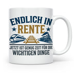 Rentner Tasse Eisenbahn Fan Spruch Endlich Rente Lokführer G – Weiß [farbe:weiß]