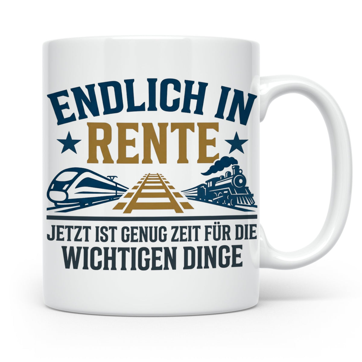 Rentner Tasse Eisenbahn Fan Spruch Endlich Rente Lokführer G – Weiß [farbe:weiß]