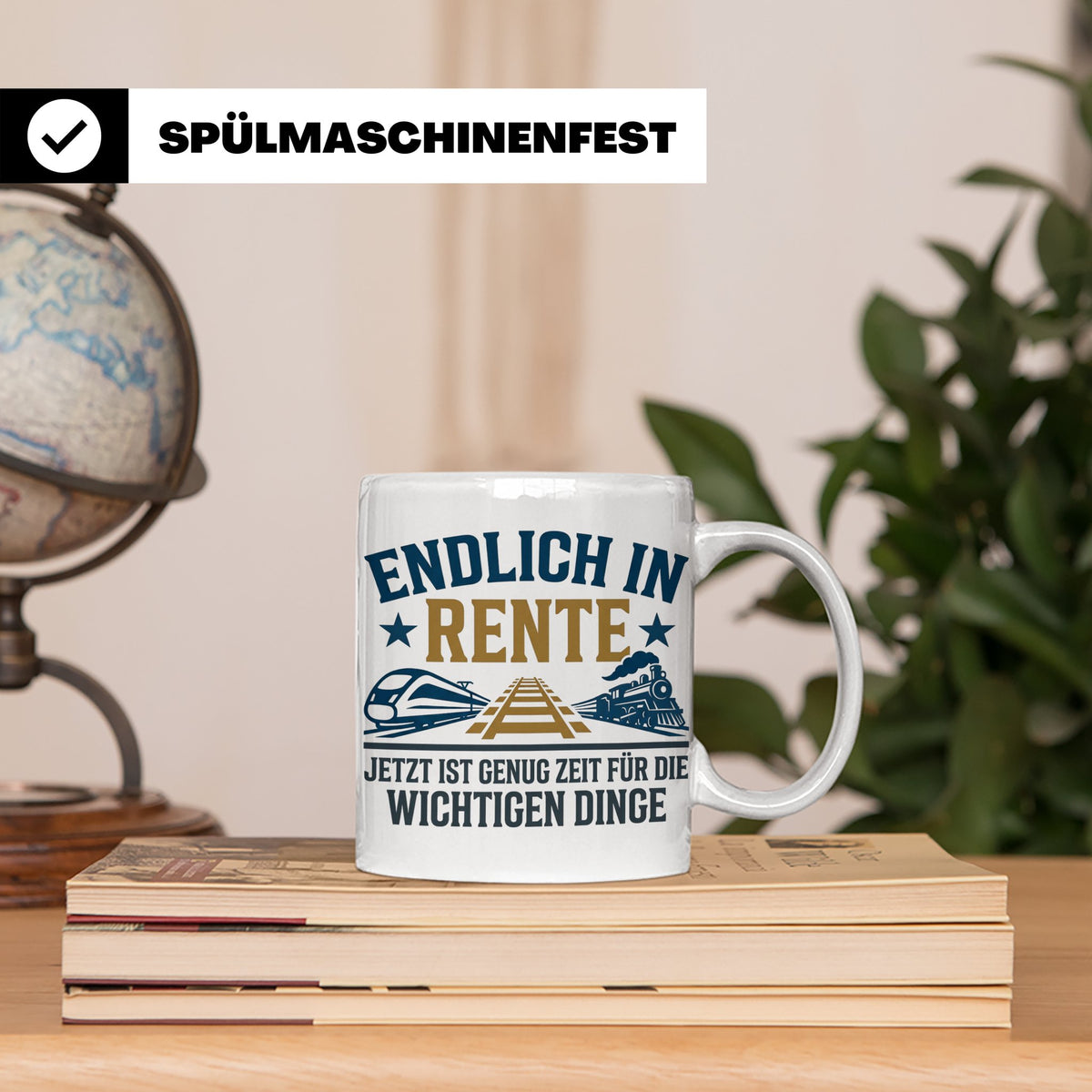 Rentner Tasse Eisenbahn Fan Spruch Endlich Rente Lokführer G – Weiß [farbe:weiß]