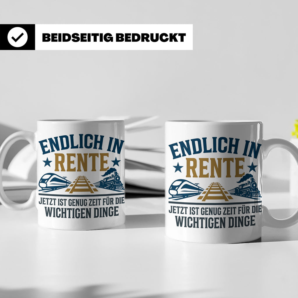 Rentner Tasse Eisenbahn Fan Spruch Endlich Rente Lokführer G – Weiß [farbe:weiß]