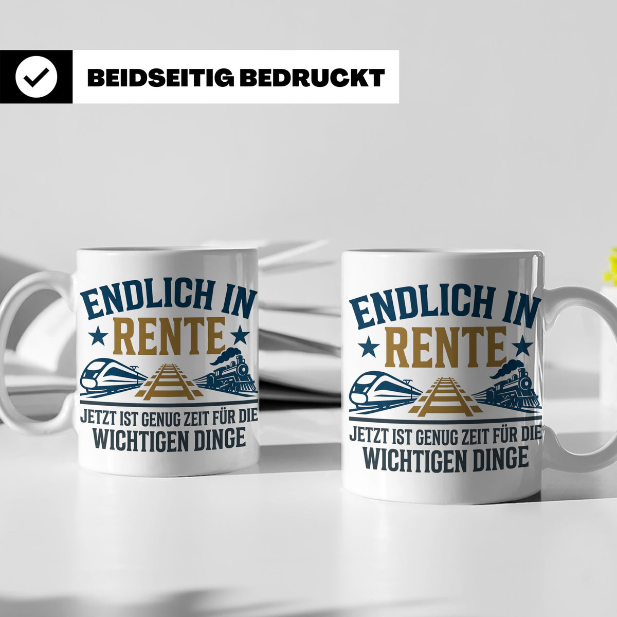 Rentner Tasse Eisenbahn Fan Spruch Endlich Rente Lokführer G – Weiß [farbe:weiß]