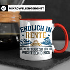 Rentner Tasse Eisenbahn Fan Spruch Endlich Rente Lokführer G – Rot [farbe:rot]