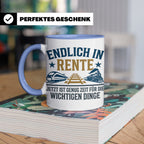 Rentner Tasse Eisenbahn Fan Spruch Endlich Rente Lokführer G – Blau [farbe:blau]
